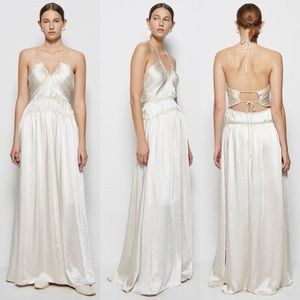 Jonathan Simkhai Clementine Leisure Dressing Halter Dress in Stone Size 4 NWT